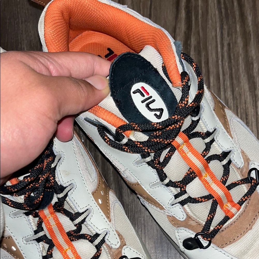 Fila Chunky White And Orange Athletic Shoes View 2